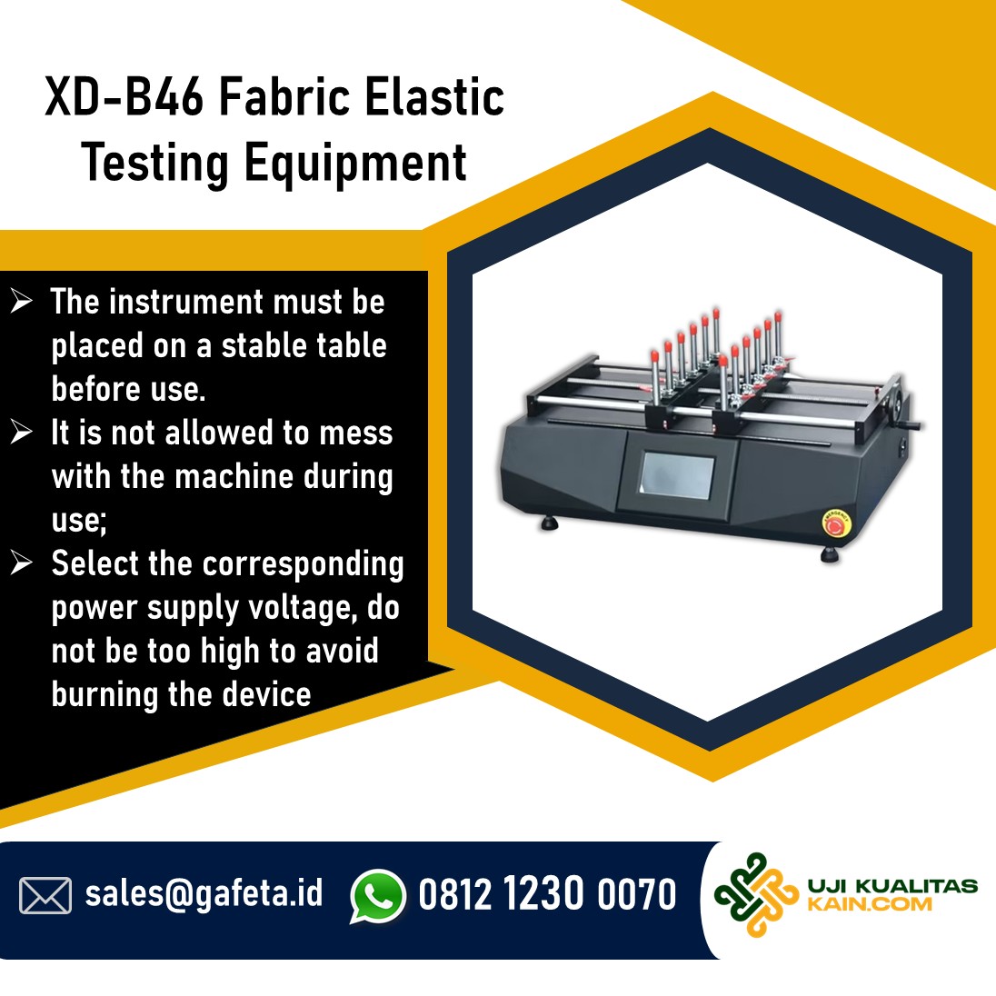 XD-B46 Fabric Elastic Tester Alat Test Elastisitas Kain untuk QC & RnD