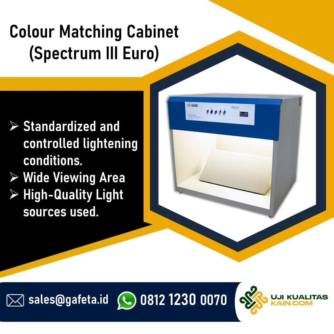 Colour Matching Cabinet Spectrum EURO, Kabinet Cek Warna Kain 4 Lampu